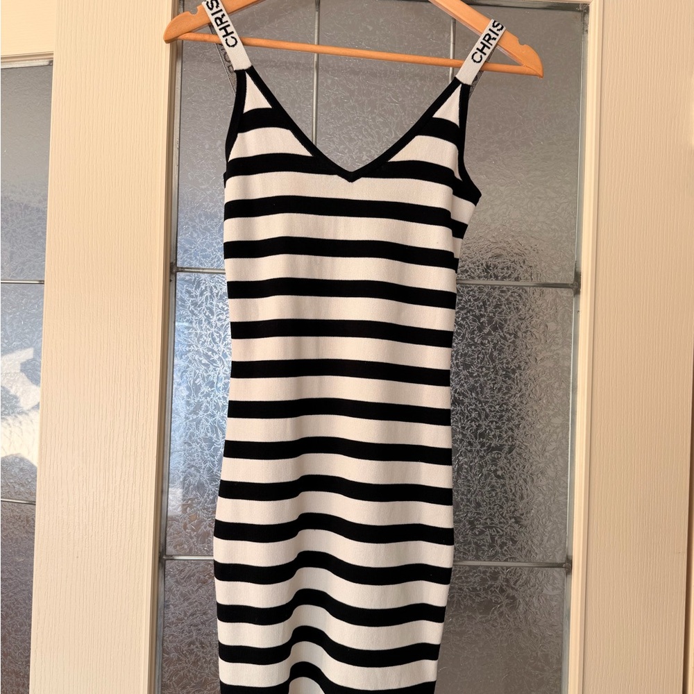 Black and White Striped J’adior Dress